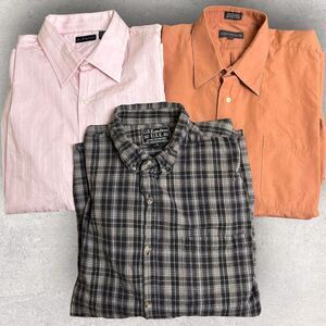 Lot of 3 Men's XL Long Sleeve Button Up Shirts Assorted Brands Multicolor Styles